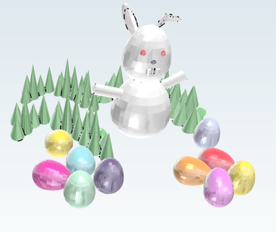 3D Easter Bunny and Easter Eggs