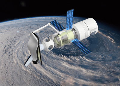 Soviet's military space station Vjuga with shuttle Spiral