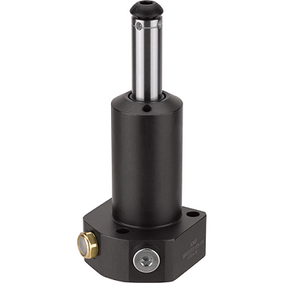 Cilindro de tração, flange na base, com pistão guiado, de ação simples