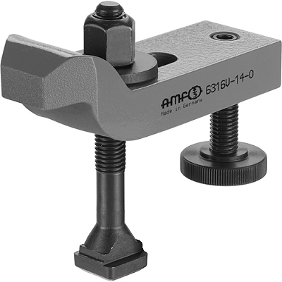 Cranked clamp with adjusting support screw, complete