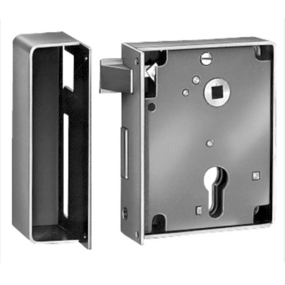 Heavy rim lock, inward opening