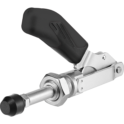 ESD push-pull type toggle clamp, with protective cap and handle made of electrostatic conductive (dissipative) material