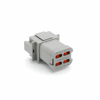 Receptacle, 8 Pin, AT Series, Keyed, End Cap