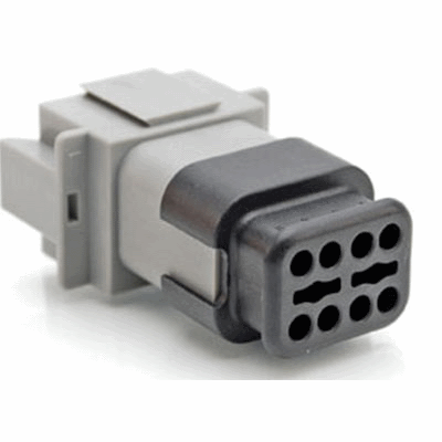 Receptacle, 8 Pin, AT Series, Keyed, Strain Relief End Cap