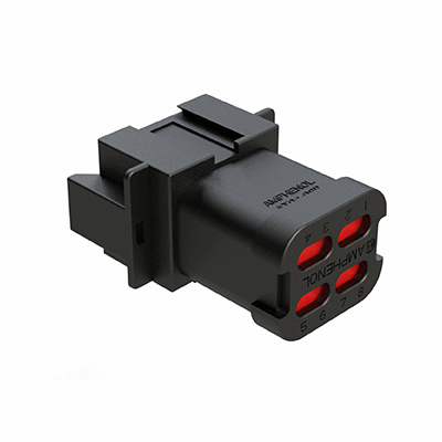 Receptacle, 8 Pin, AT Series, Keyed, End Cap, Solid Rear Grommet