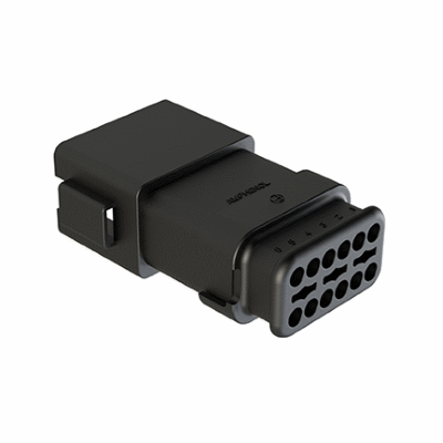 Receptacle, 12 Pin, AT Series, Keyed, Strain Relief End Cap, Reduced Diameter Seal