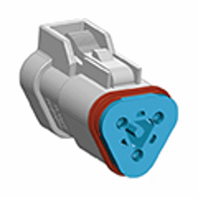 Plug, 3-Way, J-1939, 120 Ohm Resistor, Grey, End Cap, Latch Guard (Blue wedgelock included)