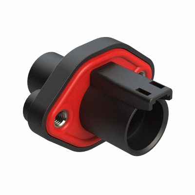 Single Pole, Receptacle, Pin, Size 8, Flange Mount, Threaded insert/Screw Boss, Black