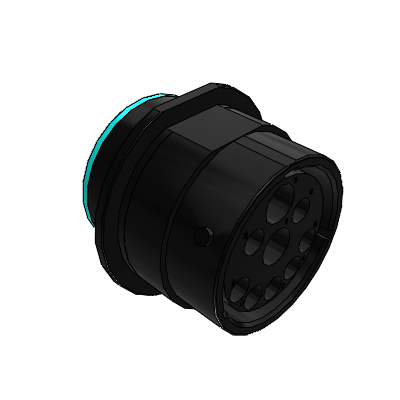 DuraMate, 9 Position ISOBUS Receptacle, Pin, Shell Size 24, Reduced Diameter Seal (Blue), Smooth Ring Adapter. Comparable to PN# HDP24-24-91PE-P064