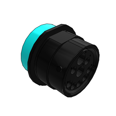DuraMate, 9 Position ISOBUS Receptacle, Pin, Shell Size 24, Reduced Diameter Seal (Blue), Wide Thread Adapter. Comparable to PN# HDP24-24-91PE-L024