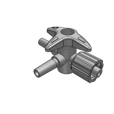 Female x Female x Female 4-Way Stopcock, Gamma Stable Polycarbonate, Natural