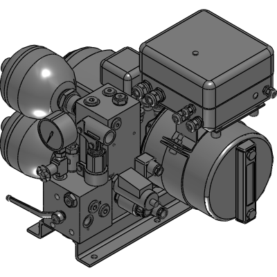 Hydraulic power pack with full details, 3D CAD Model Library