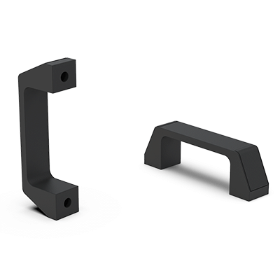 Bügelgriffe mit Durchgangsbohrung, Lieferung mit und ohne Abdeckkappen