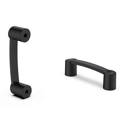 Bügelgriffe mit Durchgangsbohrung, Lieferung mit und ohne Abdeckkappen