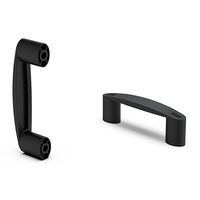 Bügelgriffe mit Durchgangsbohrung und Abdeckkappen