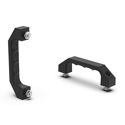 Bügelgriffe / Griffe in massiver Kunststoffausführung, mit Durchgangsborhung