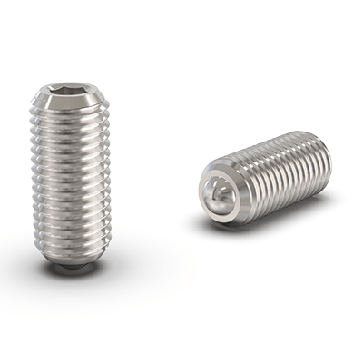 Federnde Druckstücke mit Innensechskant, Ausführung Edelstahl