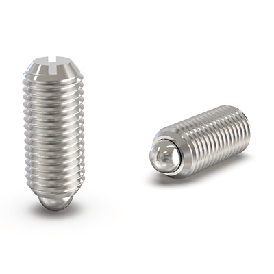 Ball and spring index plungers with pin, reinforced spring load, stainless steel quality