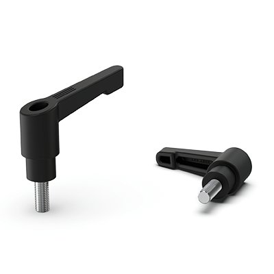 Clamping lever screws, SAFETY, adjustable, plastic, thread steel zinc plated