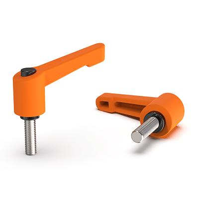 Clamping lever screws, adjustable, plastic, thread stainless steel