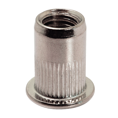 Flat head knurled rivet nut - Stainless steel A2