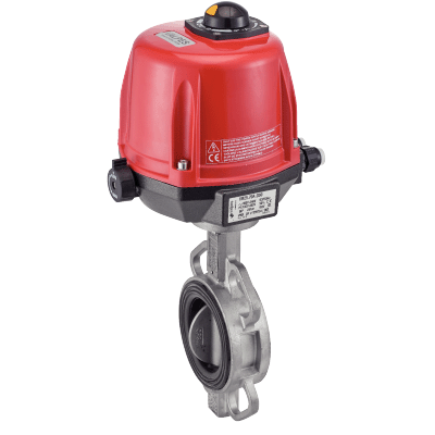 Butterfly valve with stainless steel body and butterfly - Silicone gasket (58424) with IP68 electric actuator (50844)