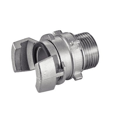 Half coupling with locking ring - male BSPP threaded - NBR gasket - Stainless steel 316 - Aluminium