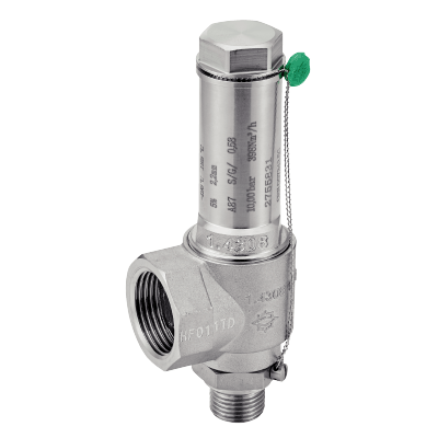 Safety valve PN50 with channeled exhaust for gases and liquefied gases - Stainless steel 1.4308 - 1.4301