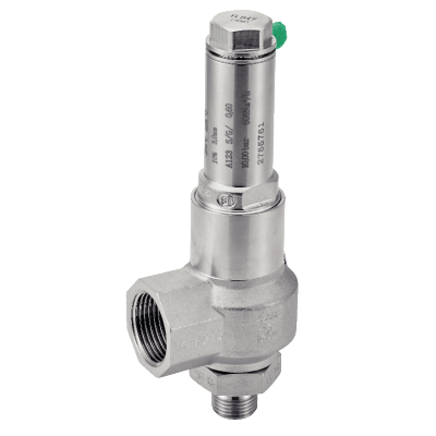 Soupape de sûreté PN40 à soufflet et échappement canalisé pour liquides et gaz - Inox 1.4571 - 1.4308