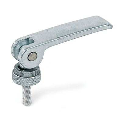Clamping Levers with Eccentrical Cam with Threaded Stud, Steel Contact Plate, Type A - Steel contact plate with setting nut