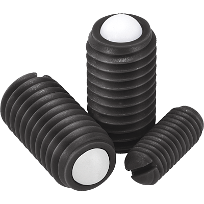 Pressori a molla con intaglio e sfera in POM