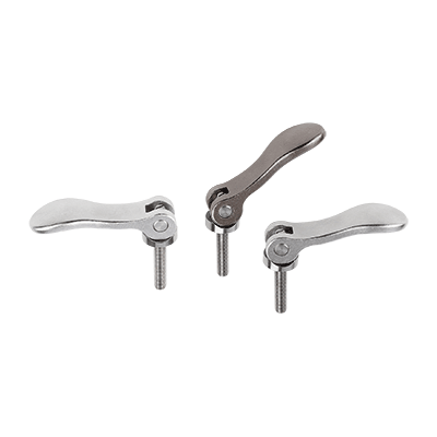 Levier à serrage rapide réglable en Inox avec filetage, rondelle de pression en Inox