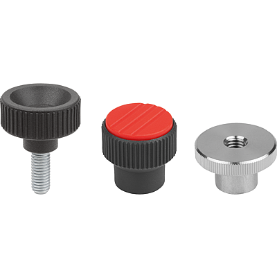 Rändelmutter, Rändelschrauben, Rändelknöpfe