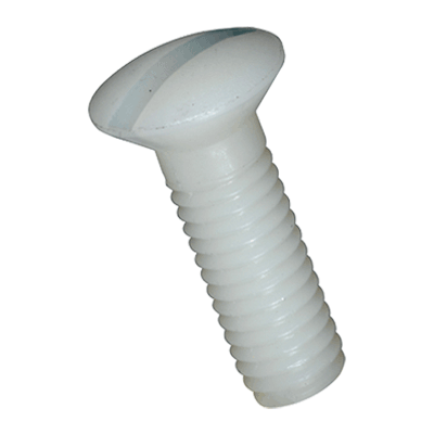 Slotted oval countersunk head machine screws (~DIN 964 A; ~ISO 2010), PA 6.6, natural