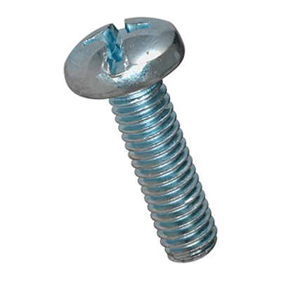 Phillips pan head screws «Freedriv» form H with slot, fully threaded (SN 213306), steel 4.8, zinc plated blue