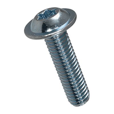 Hexalobular (6 Lobe) socket button head screws with collar, fully threaded (~ISO 7380-2), cl. 08.8, zinc plated blue