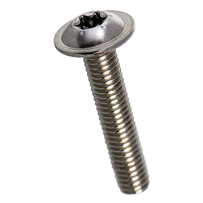 Hexalobular (6 Lobe) socket button head screws with collar, fully threaded (~ISO 7380-2), stainless steel A2
