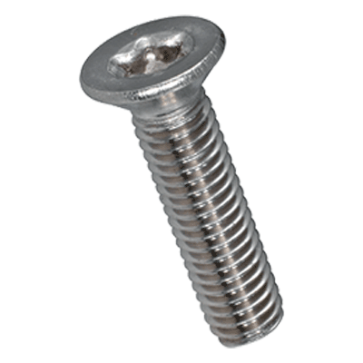 Hexalobular (6 Lobe) socket countersunk flat head screws, fully threaded (ISO 14581), stainless steel A4