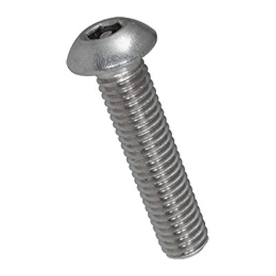Tamper proof button head screws with center pin (~ISO 7380-1), stainless steel A2