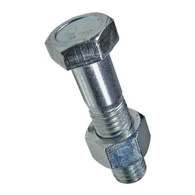 Hex head bolts with hex nuts partially threaded (DIN 601; ~ISO 4016; DIN 555), cl. 4.6 / 6.8, zinc plated blue