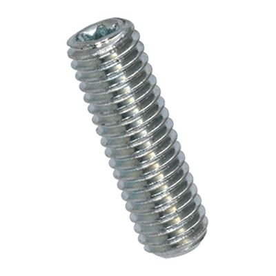 Hexalobular (6 Lobe) socket set screws with cup point (DIN 34827 CP; ~ISO 4029), cl. 45 H, zinc plated blue