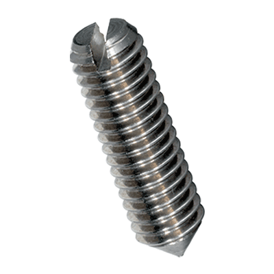 Slotted set screws with cone point (DIN 553; ISO 7434), A1, stainless steel A1