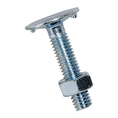 Elevator bucket bolts with hex nut (DIN 15237), steel 4.6, zinc plated blue