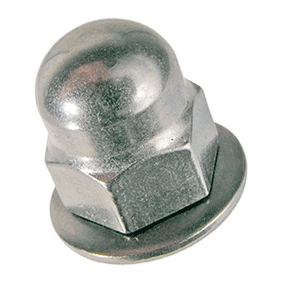 Sechskant-Kombi-Hutmuttern mit unverlierbarer Spannscheibe (~DIN 1587), INOX A2