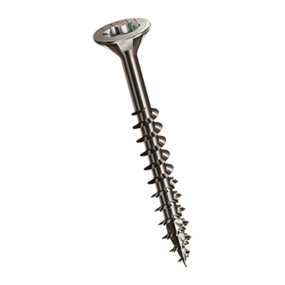 Hexalobular (6 Lobe) socket flat countersunk head chipboard screws T-STAR plus, partially threaded with 4CUT point (SPAX®), A2, waxed