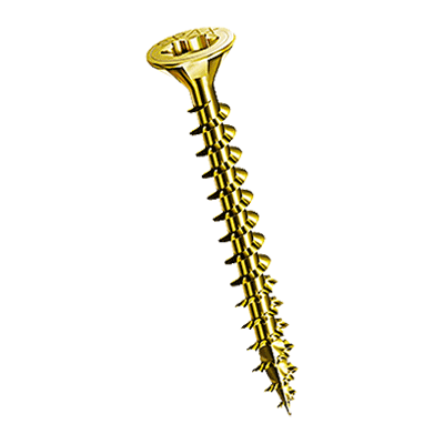 Hexalobular (6 Lobe) socket flat countersunk head chipboard screws T-STAR plus, fully threaded with 4CUT point (SPAX®), steel case-hardened, YELLOX®, waxed