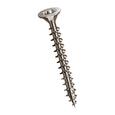 Hexalobular (6 Lobe) socket flat countersunk head chipboard screws, fully threaded with 4CUT point (SPAX®), stainless steel A2, waxed