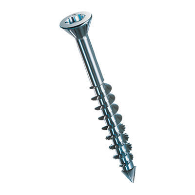 Hexalobular (6 Lobe) socket flat countersunk head chipboard screws with CUT point for MDF boards T-STAR plus, partially threaded, with cutting ribs under the head (SPAX®-M), steel case-hardened, WIROX®, added lubricant