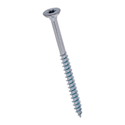 Hexalobular (6 Lobe) socket flat countersunk head, partial thread and cutting ribs under the head, steel case-hardened, zinc plated blue, added lubricant
