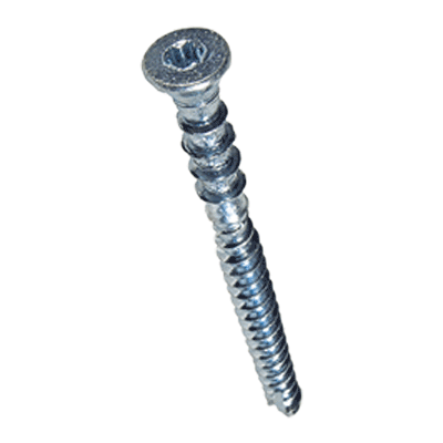 Hexalobular (6 Lobe) socket adjusting screws, friction thread and cutting ribs under the head, steel, zinc plated blue